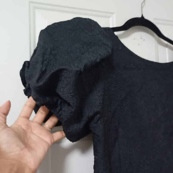 Simonett Beya Dress Black Size S Puff Sleeve Textured Fabricv Womens - Picture 3 of 11